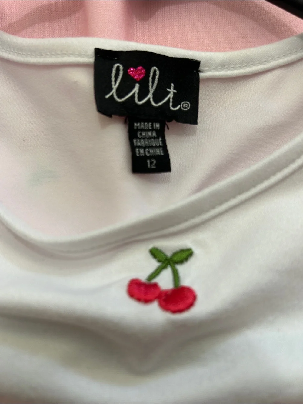 Lilu Pink Cherry Embroidered Slip Dress with White Tee